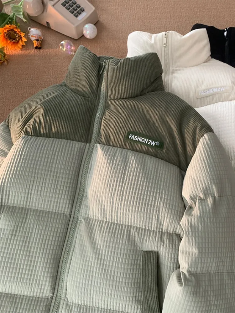 

Мужская зимняя куртка из вельвета с хлопковым наполнителем, теплая, повседневная, молодежная, свободного кроя, на молнии, цветная