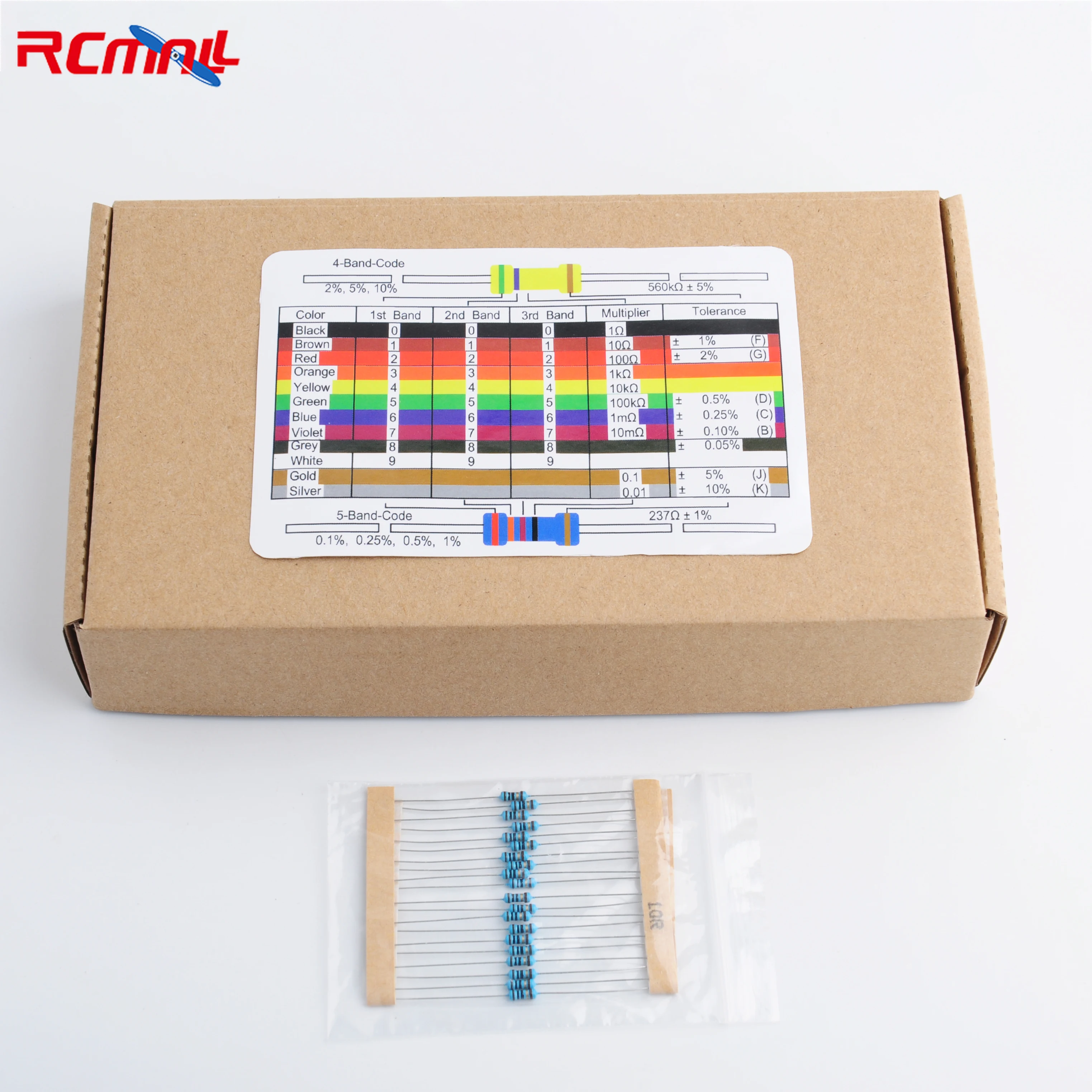 

1/4W Metal Film Resistor 1% Precision 30 Values Each Value is 20pcs Total 600pcs