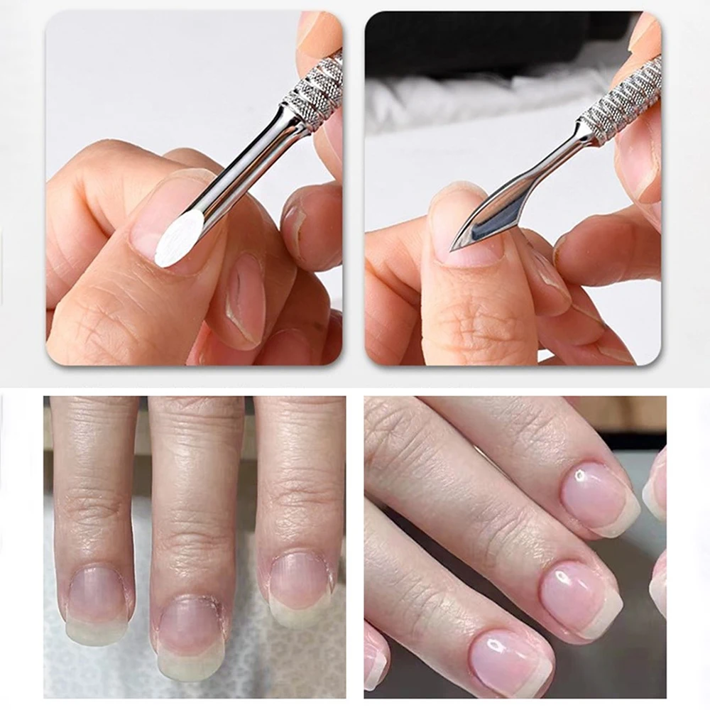 Metal Silver Cuticle Pusher Cutter Remover Salon Quality Gel Nail Polish Peeler Scraper Manicure Pedicure Cleaner Tools