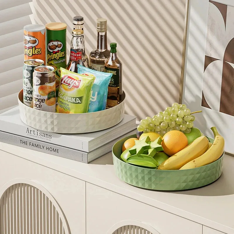 360° Rotating Storage Tray 1PC Round Non-slip Spice Organizer Rack Kitchen Cosmetic Makeup Storage Holder