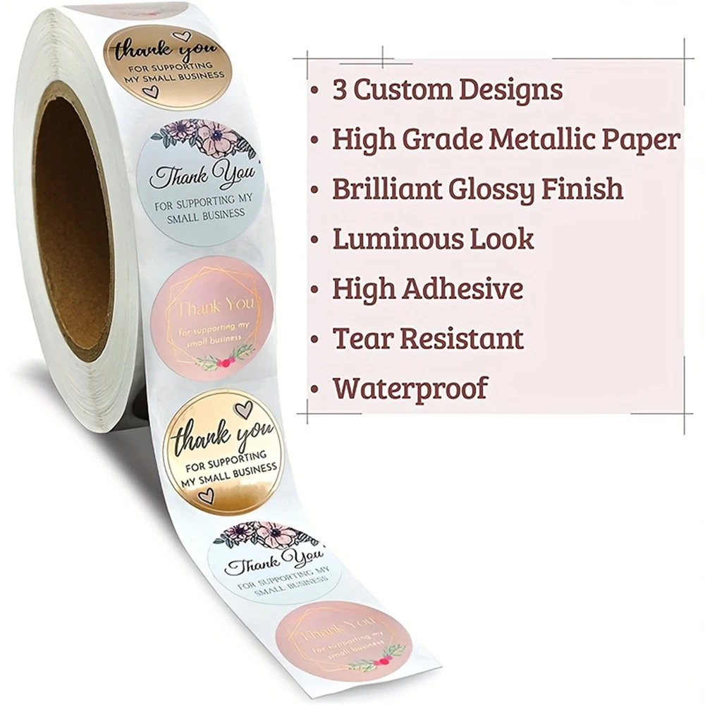 

500-Pack Thank You Seal Stickers, Envelope Decoration Adhesive Stickers, Gift and Cake Packaging Seal Stickers