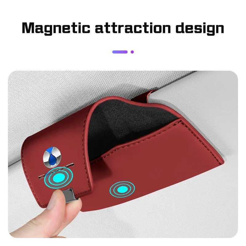 2026 For BYD Denza EV D9 B5 N7 N8 N9 Z9GT Leopard 8 Car Glasses Case Portable Premium Leather Auto Visor Sunglasses Storage Box