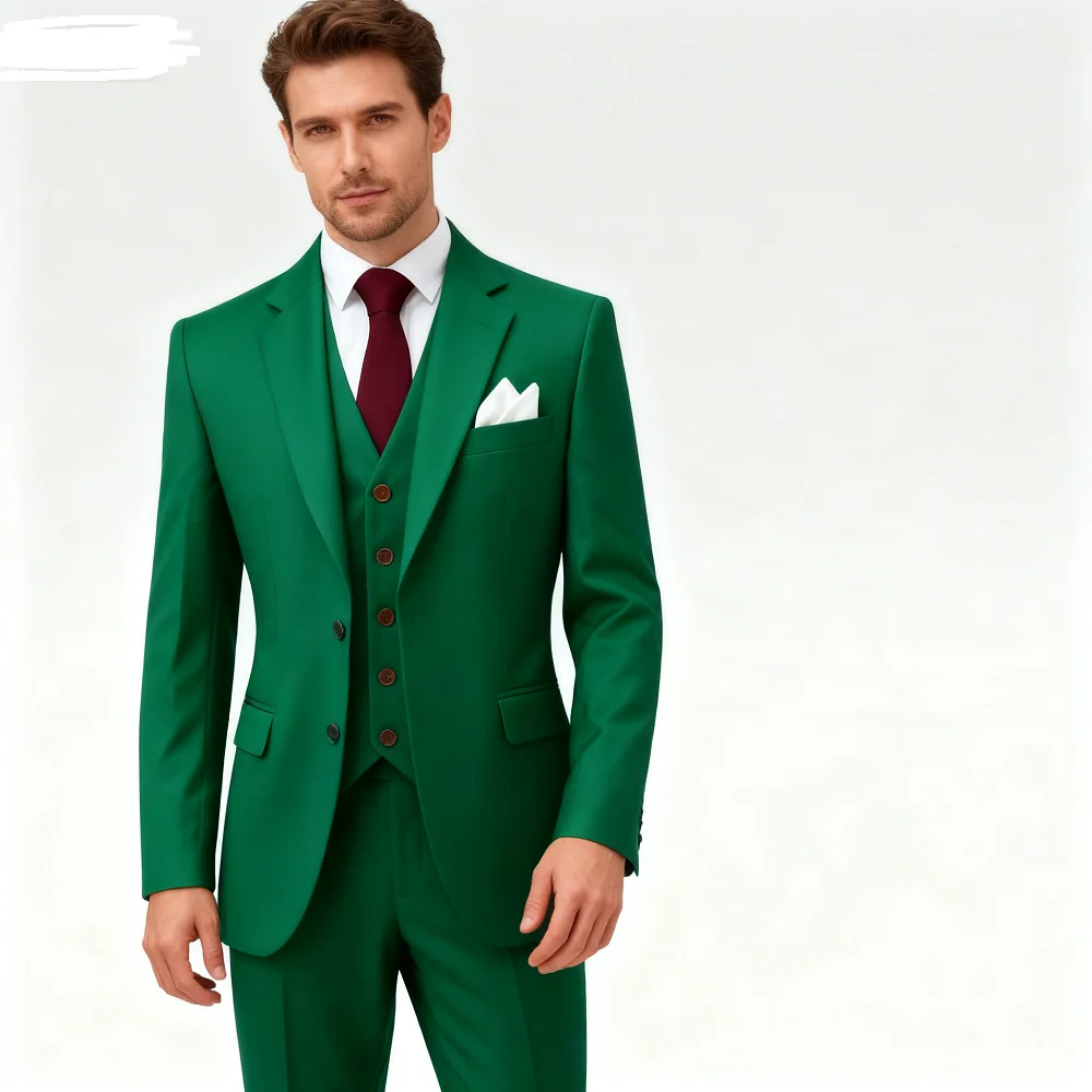 

Men's Slim Fit Tweed Wool Wedding Suit Gray Spine Smoking Formal Jacket Vest - Wedding Groomsmen Attire Male Casual Wear