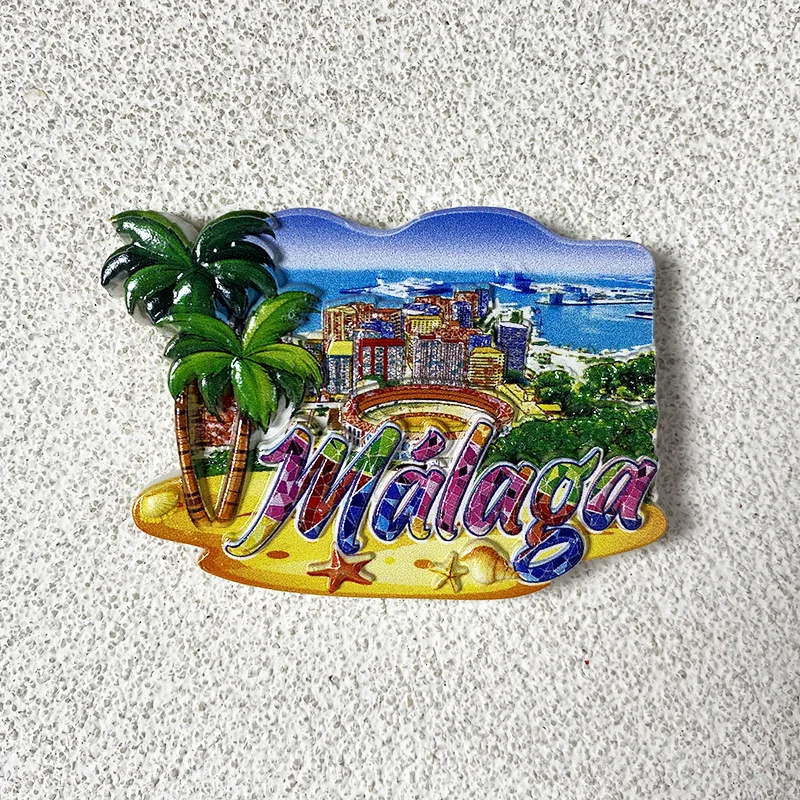 

Malaga Spain Cultural and Creative Tourism Souvenir City Architecture High-end Refrigerator Magnet 3D Home Decor