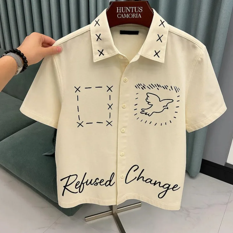 Men's Women's Streetwear Shirt Summer Fun Peace Dove Graffiti Print Oversized Casual Short Sleeve Top