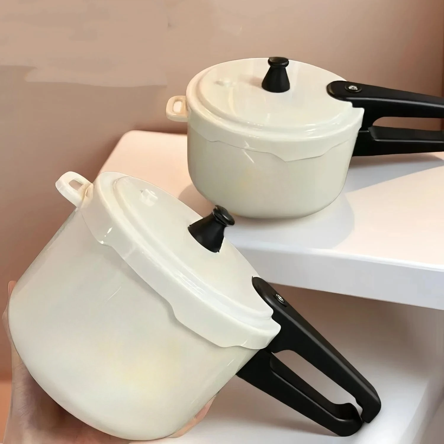 Pressure Cooker Shaped 304 Stainless Steel Liner Noodles Bowls With Handle And Lid Microwavable Soup Mug Large 1300ml