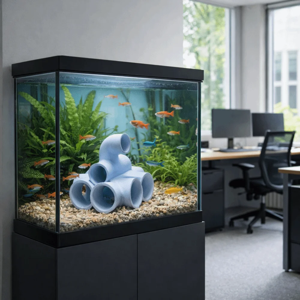 

Creative 3D Printed Fish Shrimps Shelter Plastic Pipe-Shaped Aquarium Hideout Cave Curve Design Fish Tank Ornament Fish Breeding