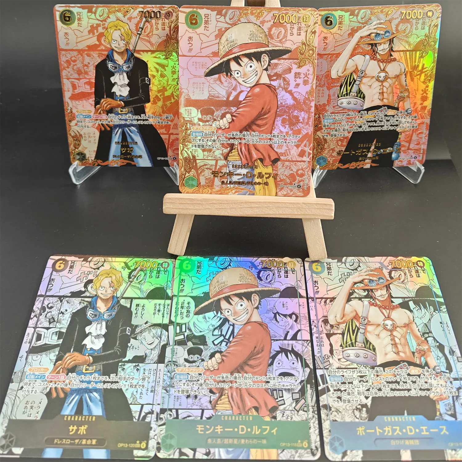 DIY Bandai OPCG tarjeta de una pieza OP13 MANGA ROJA Ace Sabo LUFFY cómic súper paralelo japonés 2025 colección de tarjetas de Anime