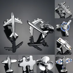Silver Color Pilot Cufflinks Airplane Aeroplane Aircraft Shape Captain Shirt Cuffs Suit Accessories Men Wedding Jewelry
