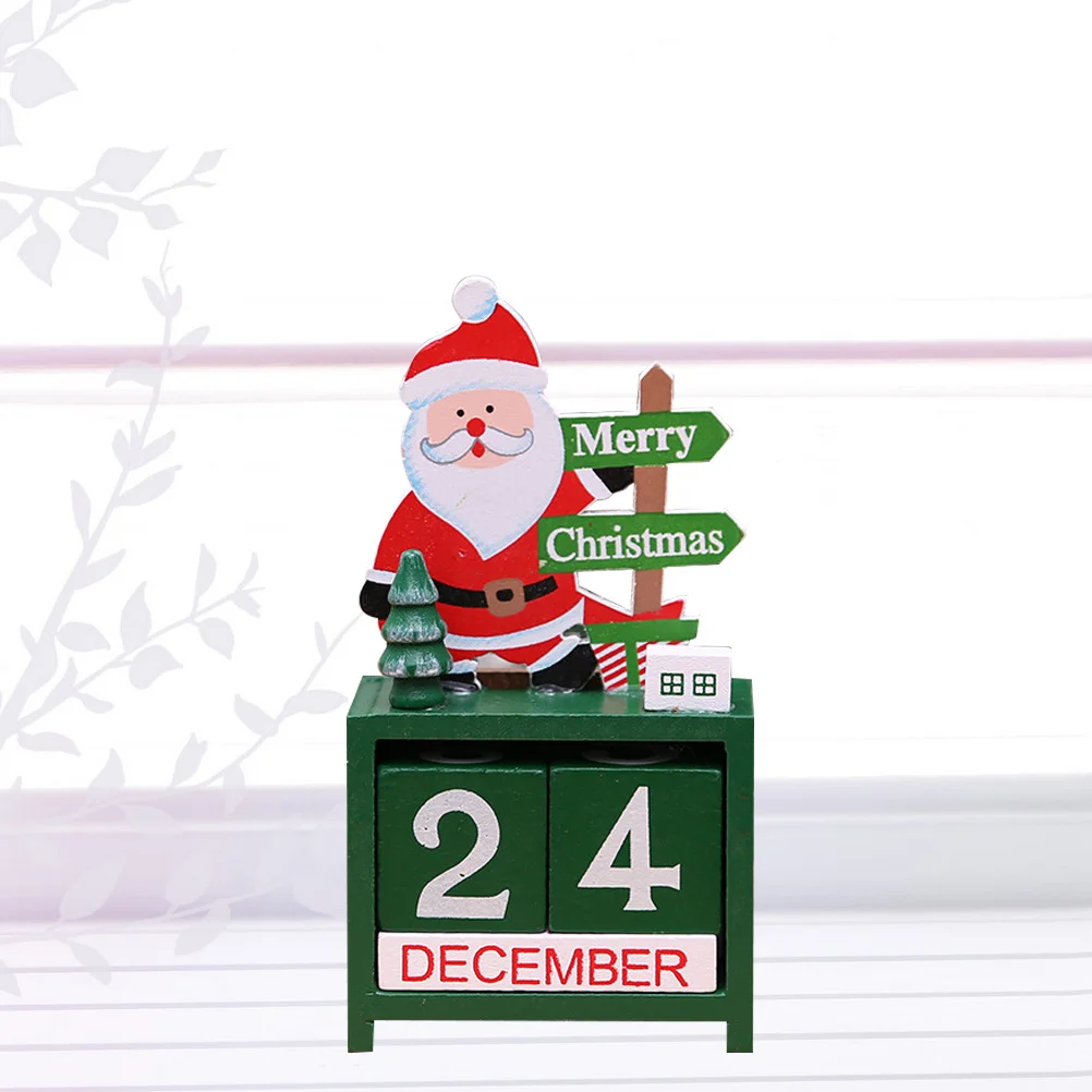 

Wood Desktop Perpetual Calendar Santa Claus Christmas Home Office Desk Accessory Eco Friendly Colorful Green