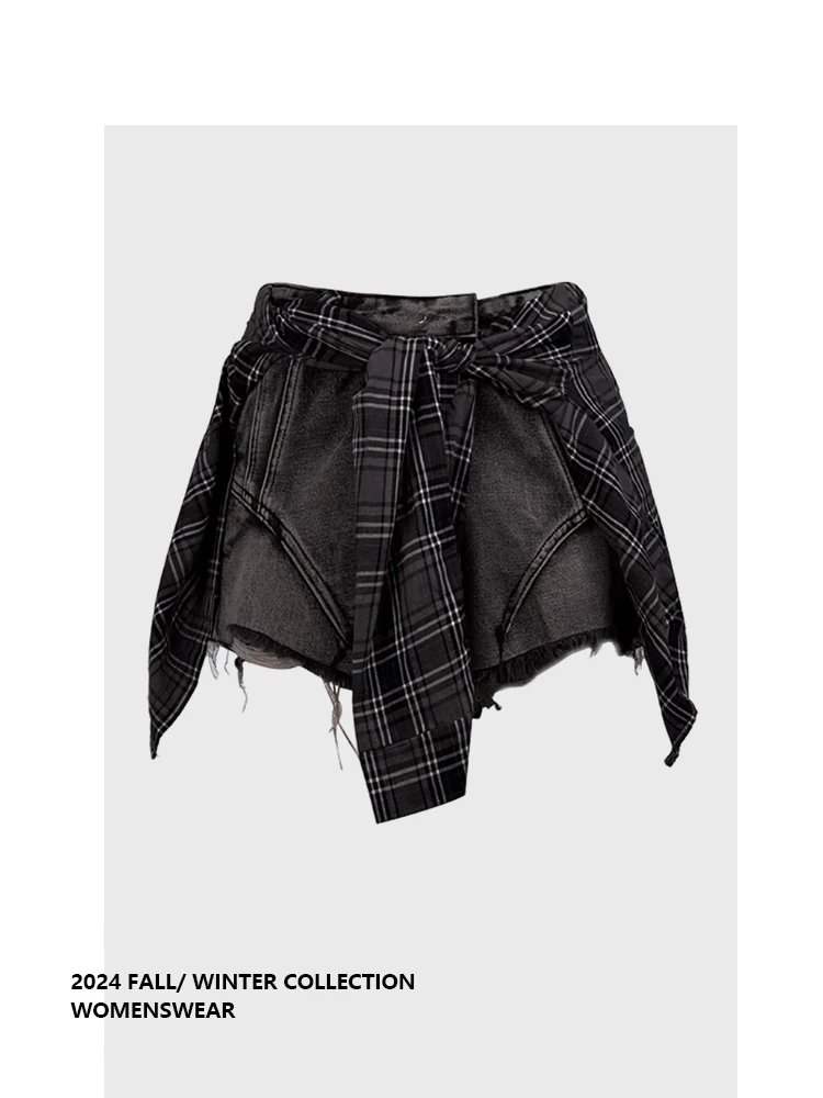 

Модная юбка в клетку Forever 2 с высокой талией и поясом, или брюки, женский повседневный весенне-летний образ