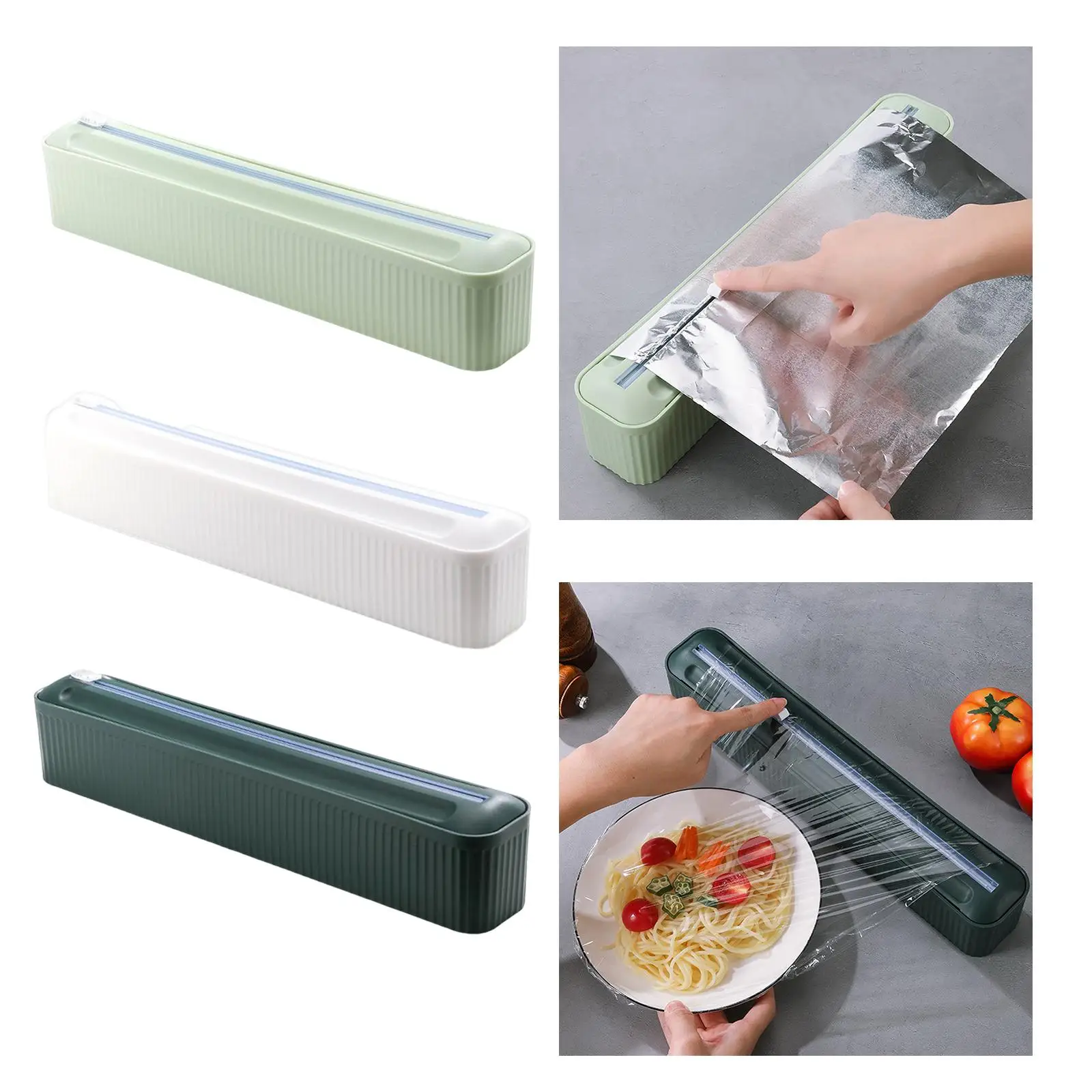 Magnetic Cling Film Dispenser Suction Cup Kitchen Accessories Aluminum Foil Dispenser Wall Paste Food Wrap Cutter for Wall