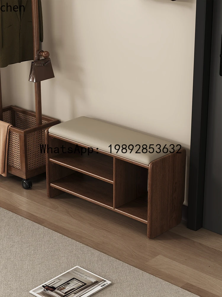 solid wood shoe change stool integrated shoe cabinet can sit on the bench when wearing shoes at home