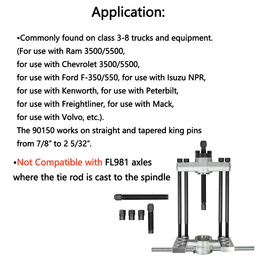 90150 Main Pin Press For Medium and Heavy Duty Trucks For Semi Trucks Works on Class 3-8 Transportation Trucks and Equipment