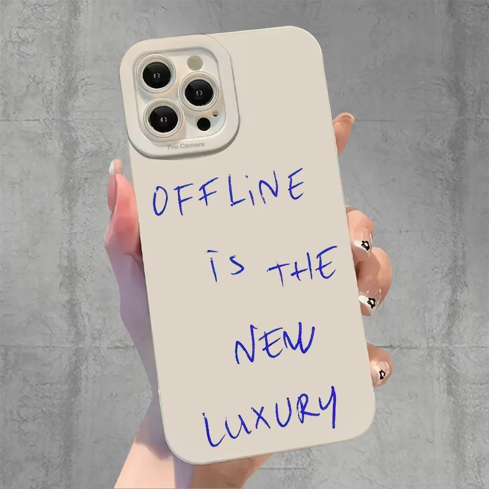 

OFFLINE IS THE NEW LUXURY Pattern Case For iPhone 17 16 11 13 15 12 14 Pro Max 16 14 15 Plus X XR 17 Air TPU Shockproof Cover