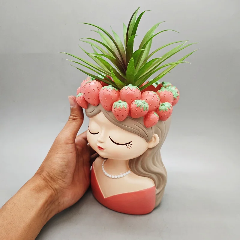 Silicone mold strawberry girl juicy flowerpot resin DIY garden concrete vase mold handmade crafts home decoration