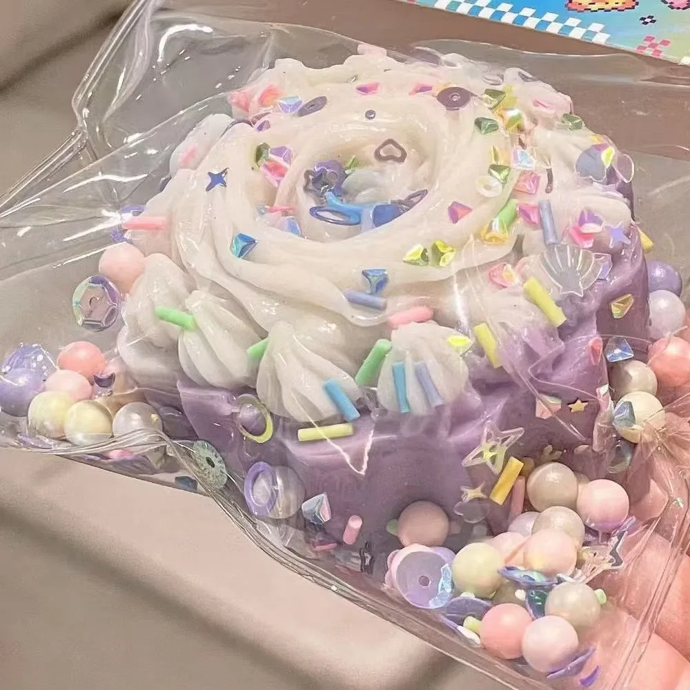Juguete blando de pastel hecho a mano, juguete para aliviar el estrés, Mochi Taba púrpura, nuevo juguete antiestrés, juguete para pellizco de galletas, accesorios aleatorios