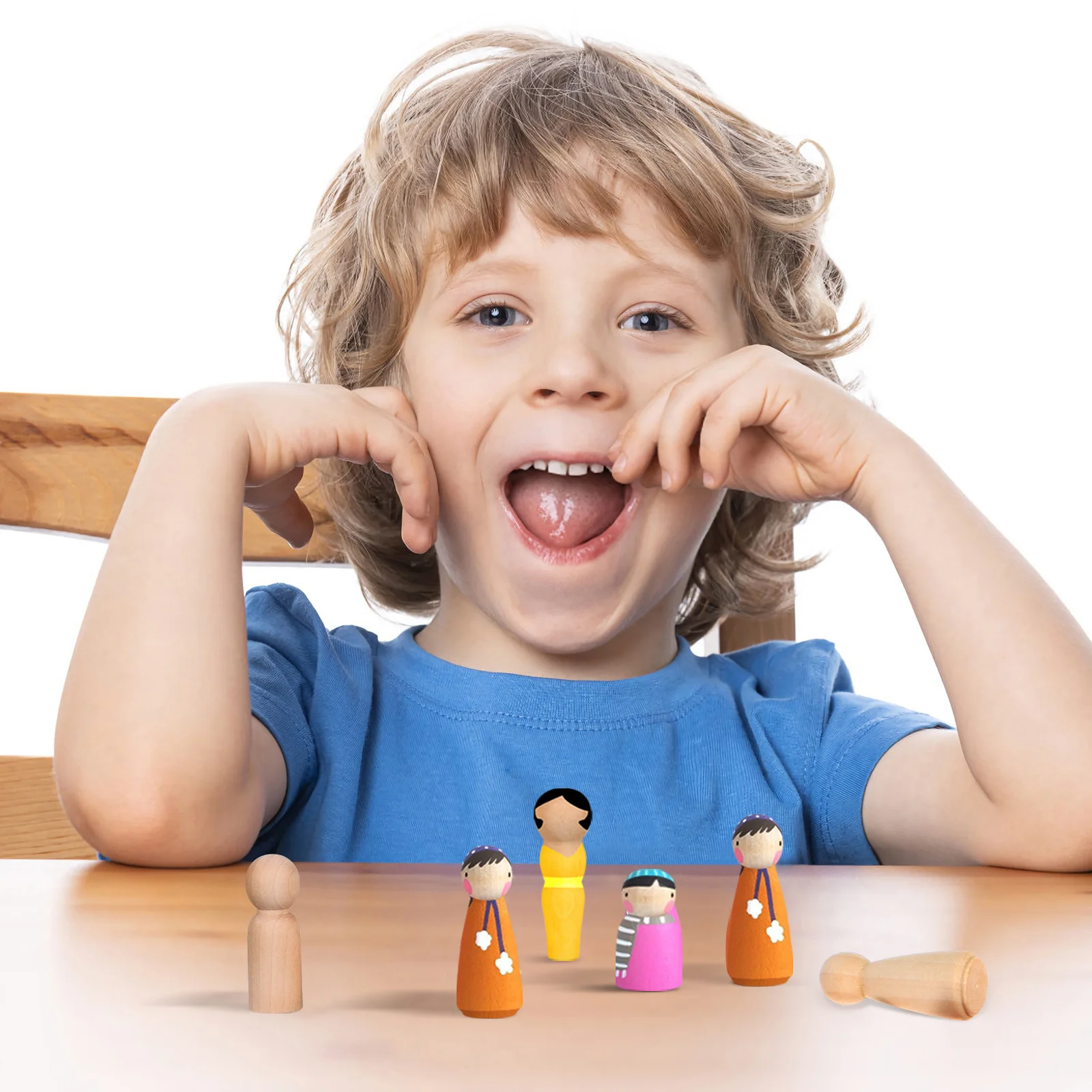 

50Pcs Wooden Pegs Unfinished Blank DIY Painting Crafts Smooth Rounded Surface Peg People for Kids Creative Art Supplies