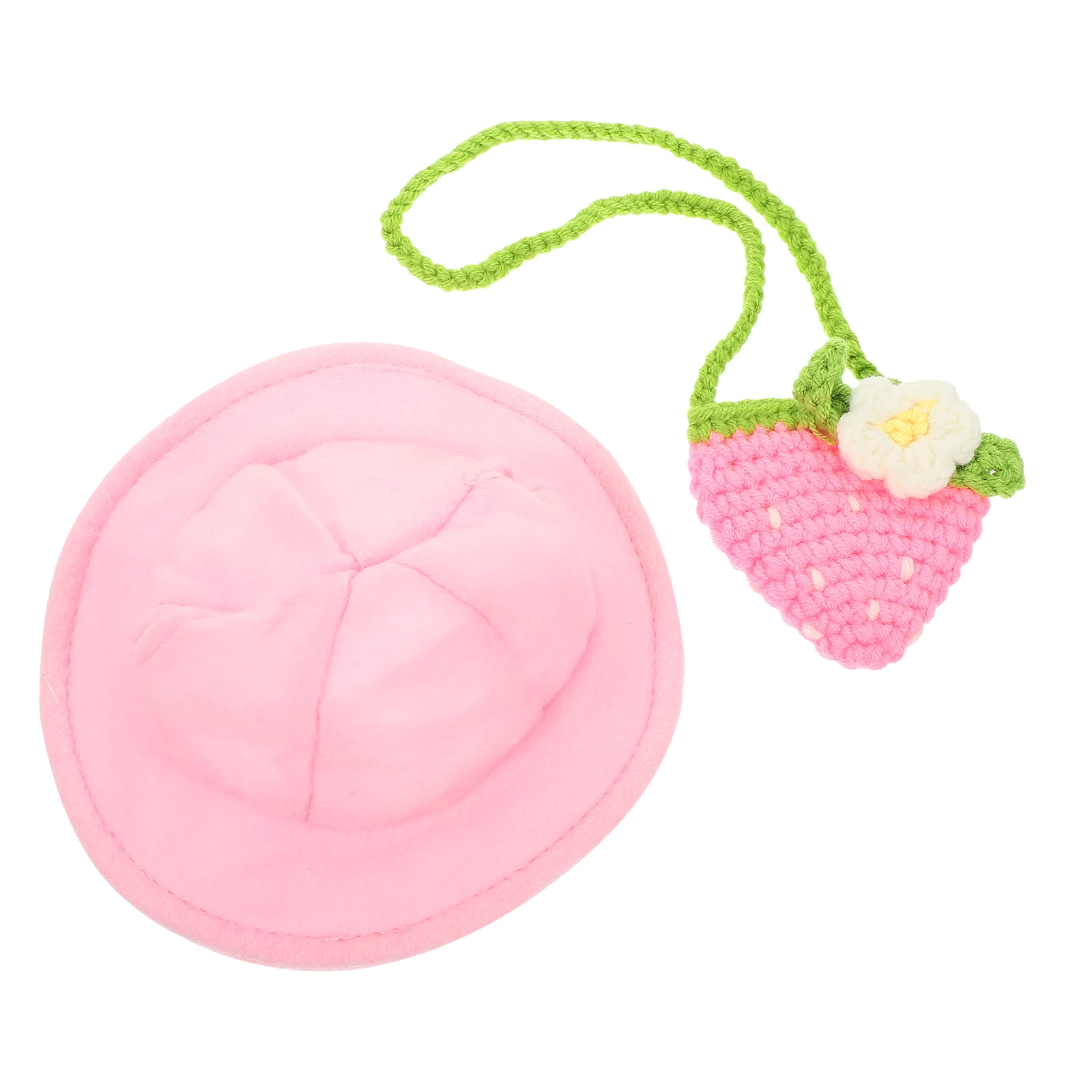 

1 set Pet Accessories Pink Hat Strawberry Bag Bunny Supplies Durable Bunny Costume Small Size Fit Easy Pet Clothes