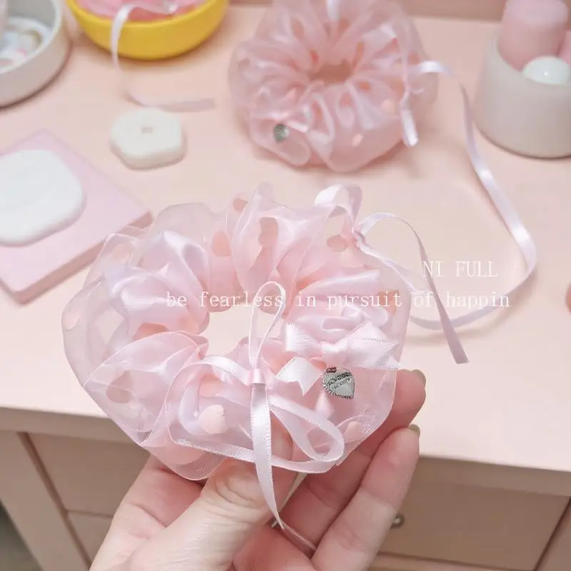 قطعة واحدة من حلقة الشعر المرنة للنساء، تصميم سمكة ذهبية زرقاء، حزمة شعر للأمعاء الغليظة للصيف، إكسسوار شعر شبكي شفاف