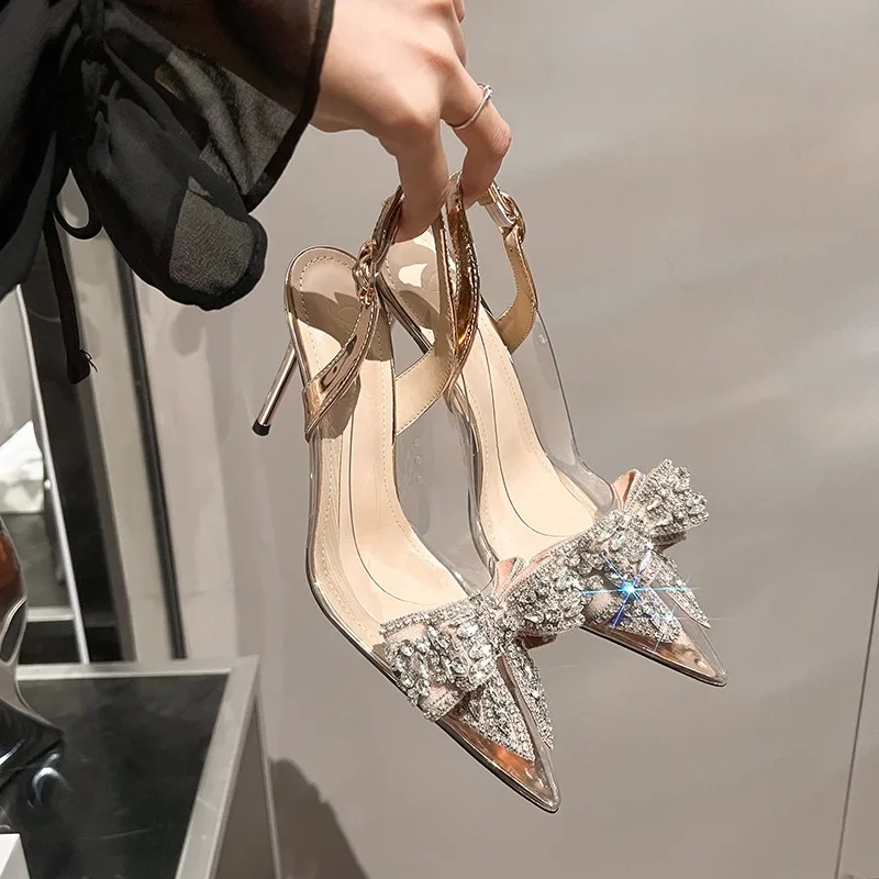

New Fashion Women's Shoes Women High Heels Shoes Clear Rhinestone Comfortable Transparent Pumps Pointed Toe Wedding Party Ladies