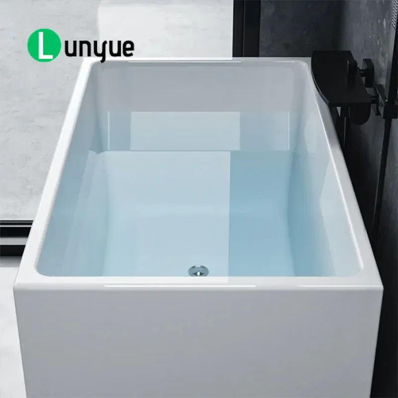 Japanese Style Acrylic Mini Square Bathtub Deep Bubble Soaking Tub Seamless Independent Sitting Bath Bucket for Small