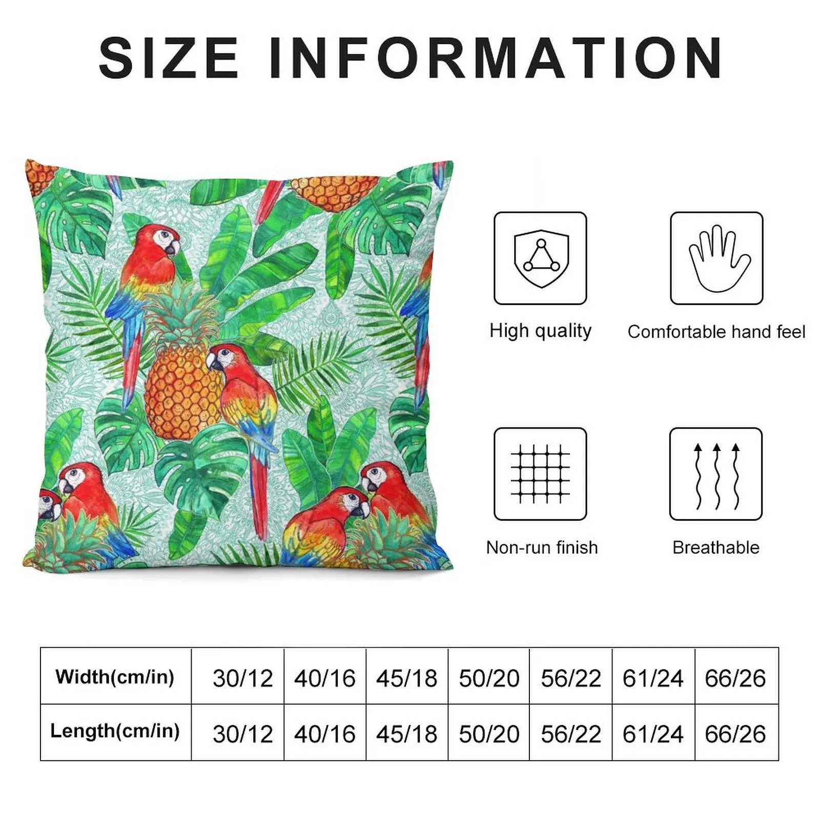 Pineapples and Parrots Tropical Summer Pattern Throw Pillow Decorative pillowcase Luxury Cushion Cover Sofa Cushions pillow