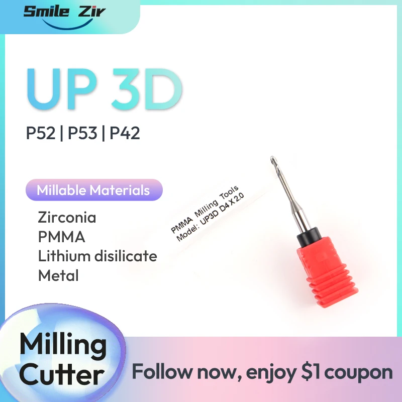

UP3D P52/P53/P5 Фреза из циркония и ПММА с алмазным покрытием P42 Фрезерный бор из литиевого дисиликата для стоматологической лаборатории Up3D Machine