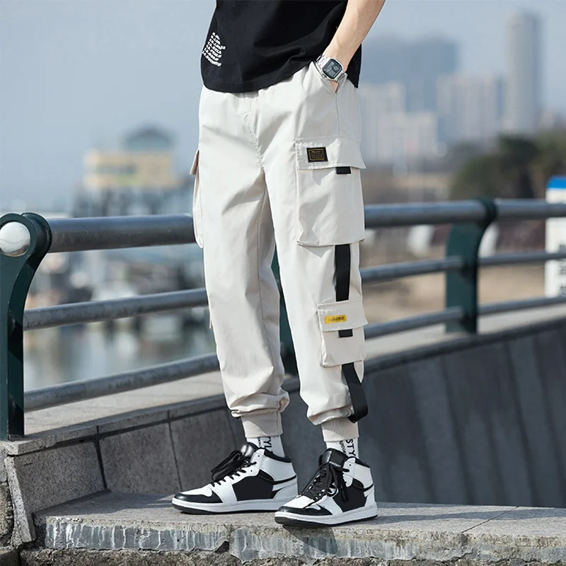 

Men's New Multi-Pocket Cargo Pants Euro High Street Retro Tapered Joggers Casual Long Trousers Streetwear