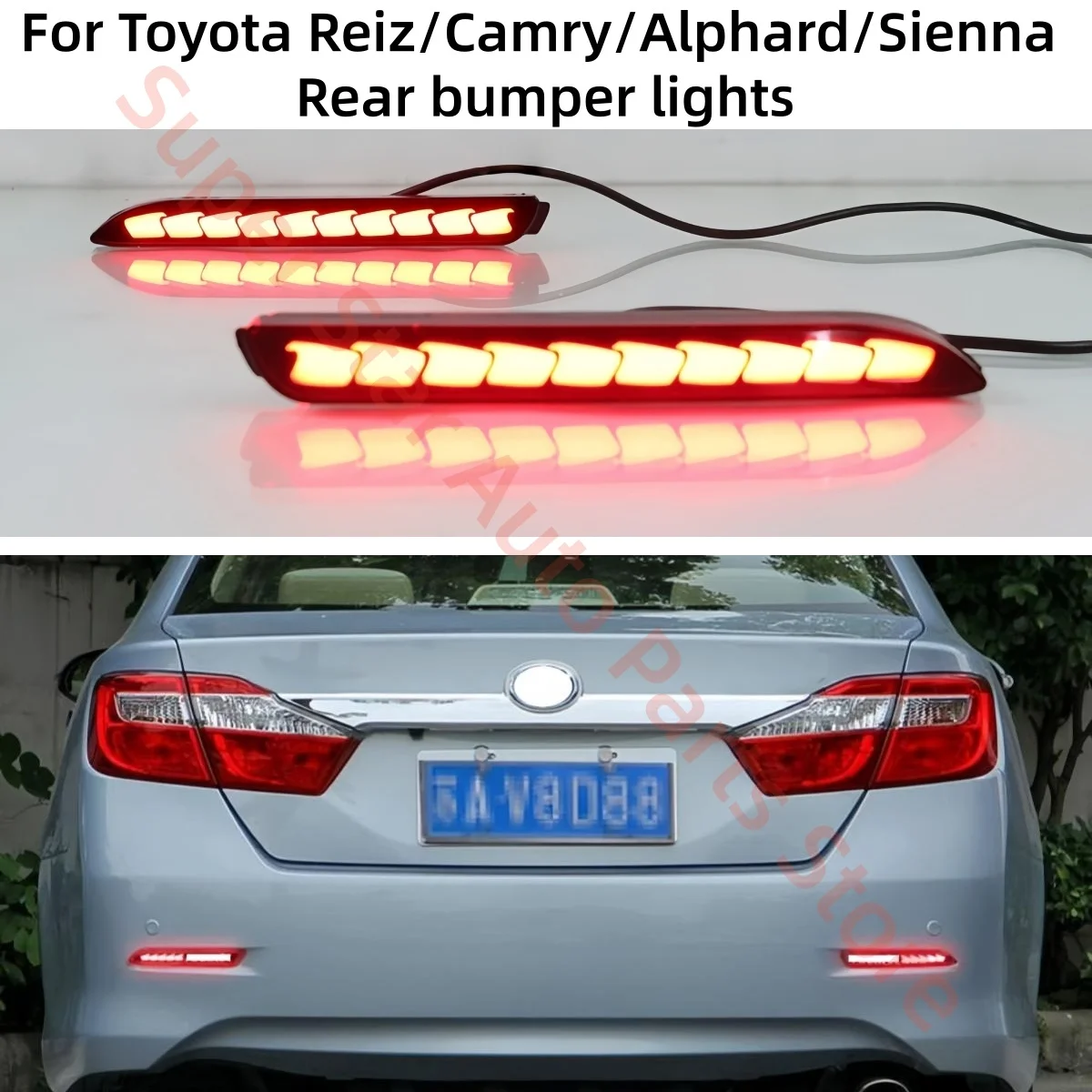 For Toyota Reiz/Camry/Alphard/Sienna Rear bumper lights Modification LED Brake lights Warning light 3 functions Automobile parts