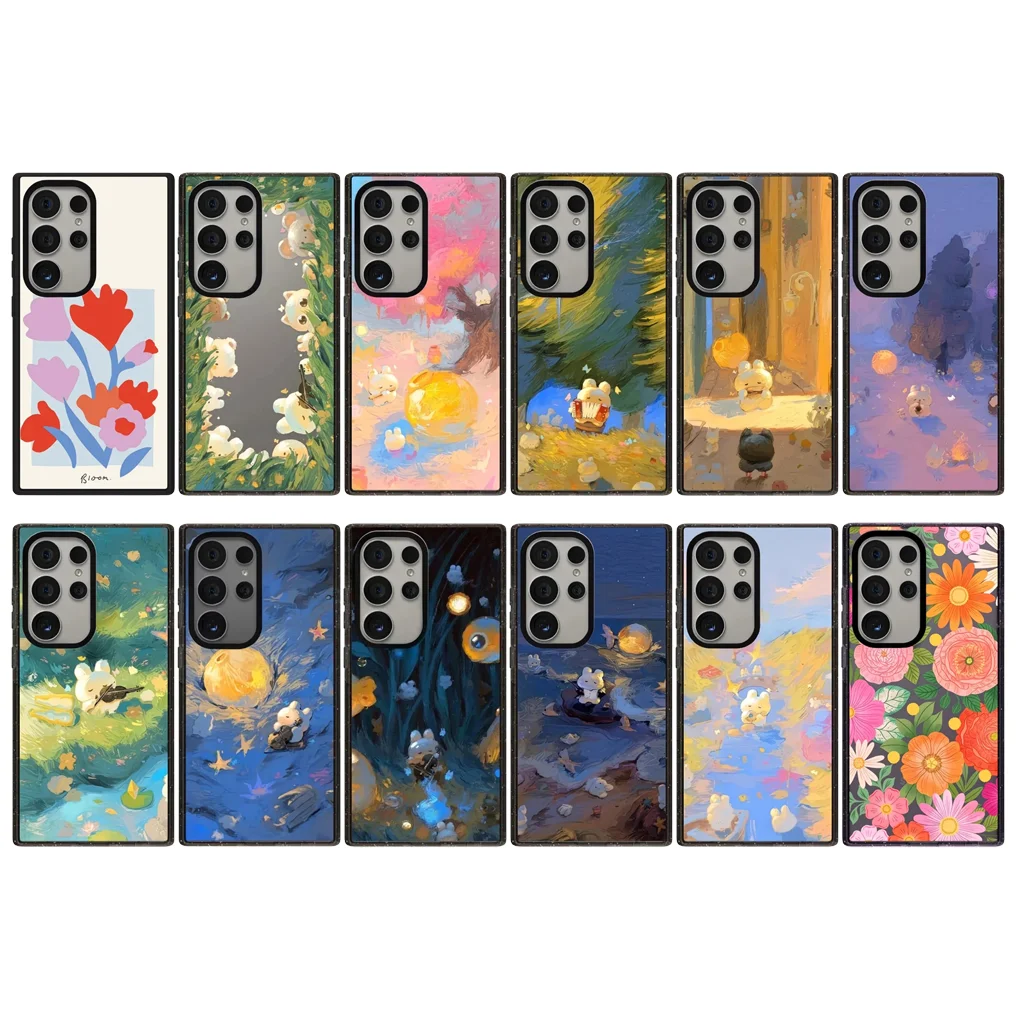 

Cartoon Watercolor Painting Acrylic Border Magnetic Phone Cover for Samsung Galaxy S23 S24 S25 Ultra S25+ Plus Case