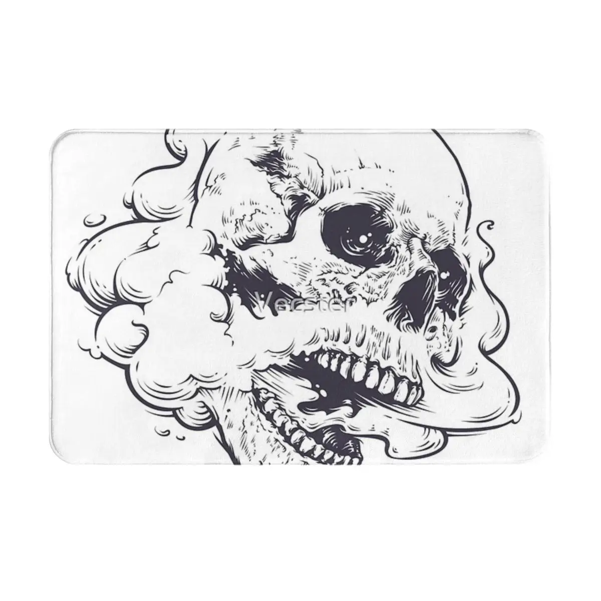 Vaping Skull Facecloth Non-Slip Floor Mat BedroomsThick And Comfortable, Durable Foot Mats