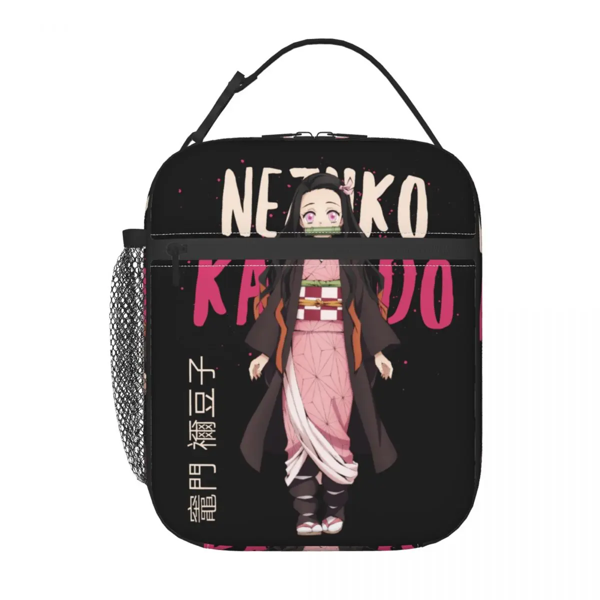 Custom Nezuko Kamado Demon Slayer Insulated Lunch Bag Kimetsu no Yaiba Portable Cooler Thermal Food Lunch Box Work School Travel