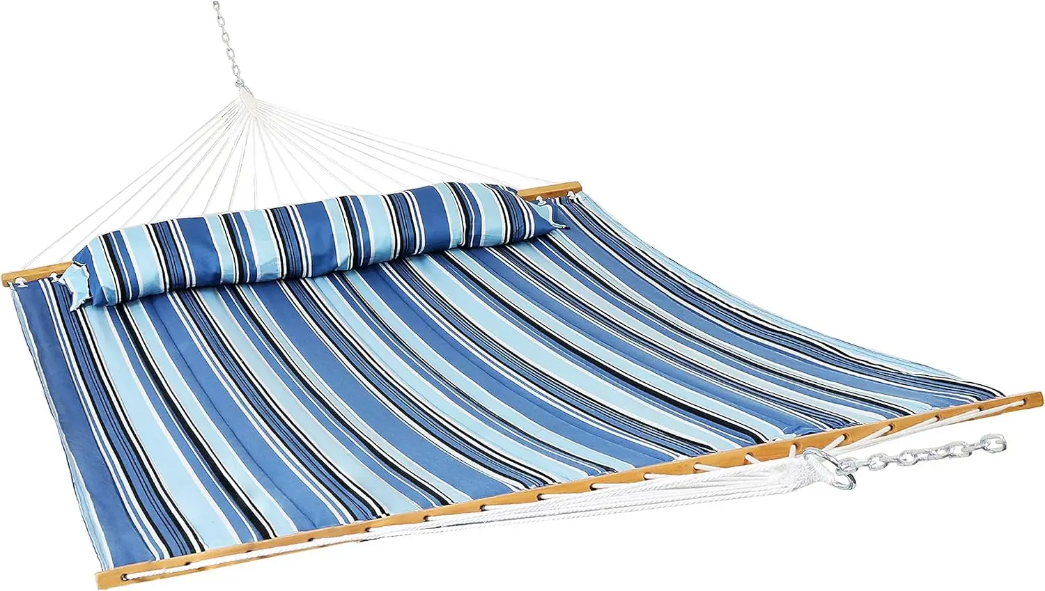 

Quilted Outdoor Hammock with Spreader Bars - Heavy-Duty 450-Pound Capacity Double Hammock for Outside - Misty Beach