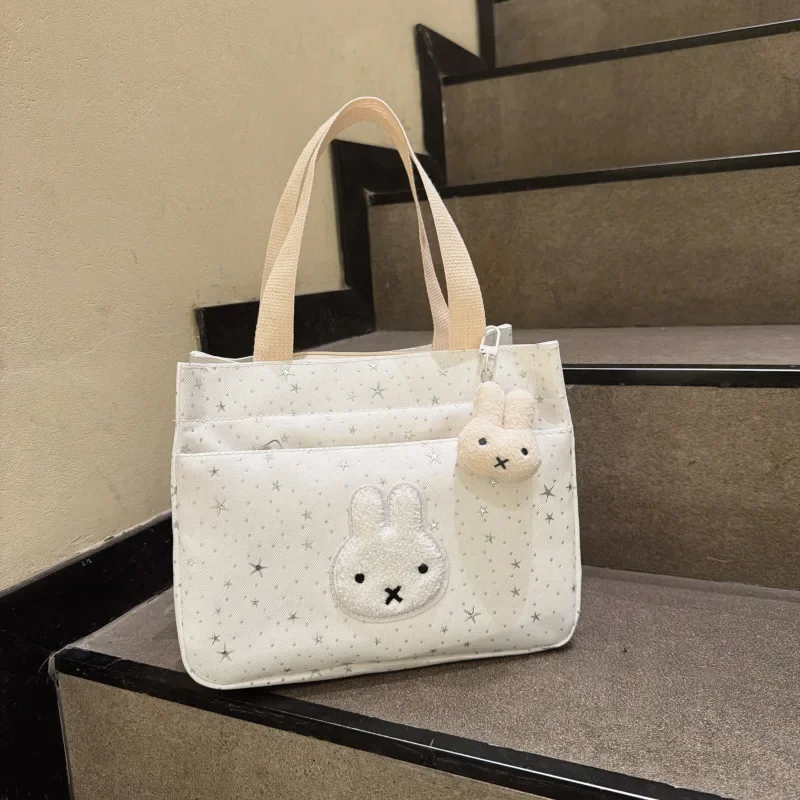 Japanese Style Star Miffy Rabbit Tote Bag Pink Cute Sweet Girls Handbag Ins Student Mommy Commute Lunch Bento Bag Portable view 2