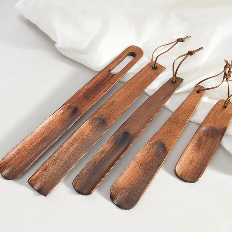 Advanced Solid Wood Shoe Horns 15.5-31cm Short Handle Shoehorn Pregnant Woman Elderly Shoes Spoon Home Hotel Shoe Spatula