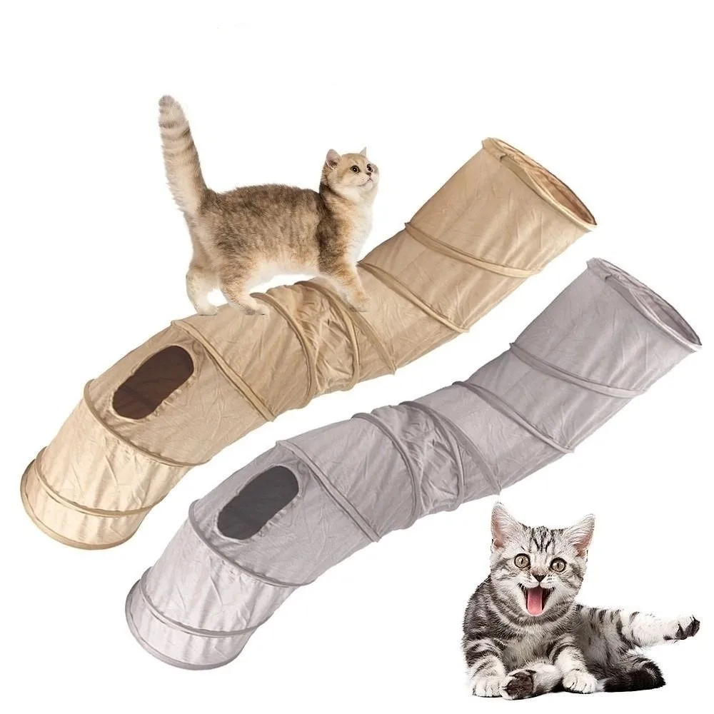 

Interactive Foldable Cat Tunnel Tube S-shaped Collapsible Cat Channel 3 Holes Suede Pet Rolling Dragon Cat Toys