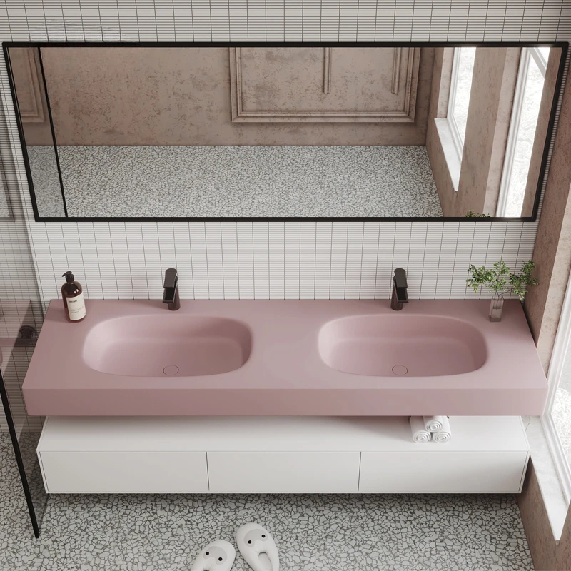 Artificial stone, Qimei stone, integrated basin, net red bathroom cabinet, washstand, washbasin, double basin