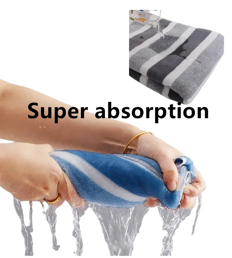 Super Absorbent Bath Towel Soft and Comfortable Face Towels Striped For Bathroom Quick Drying Towels