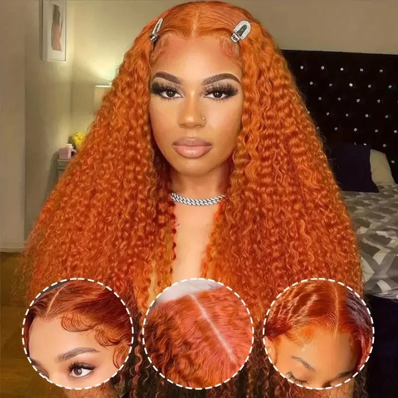 Orange Ginger Lace Front Wig Human Hair Deep Wave 13x4 13x6 Hd Lace Frontal Wig 30 Inch Colored Curly Brazilian Remy Wigs Sale