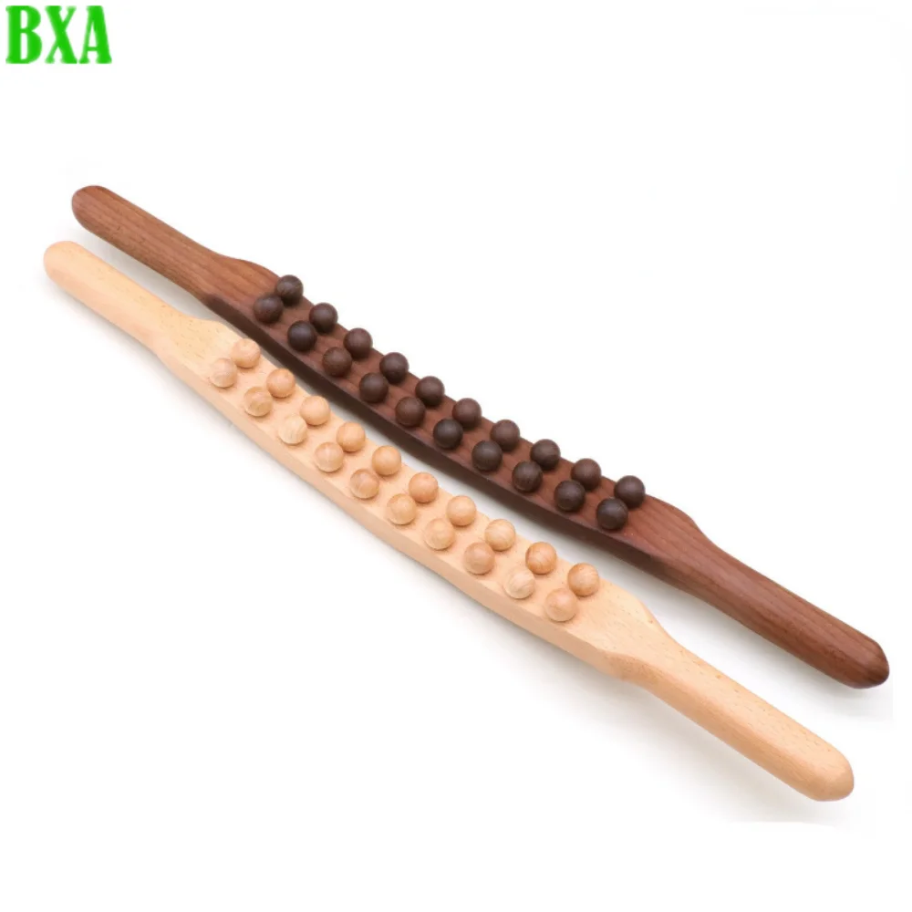 Faia madeira ferramenta de terapia, acessórios de massagem terapêutica, tratamento ponto, 20 contas, rolo, agulha traseira universal, 1pc