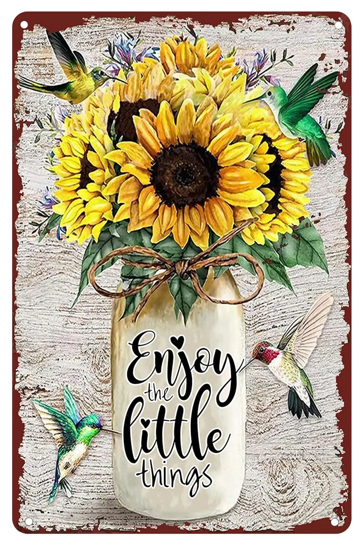 Metal Wall Decor Hummingbird Sunflower Enjoy The Little Things Metal Signs Vintage Room Decor Tin Sign for Garage Man Cave Bar 8