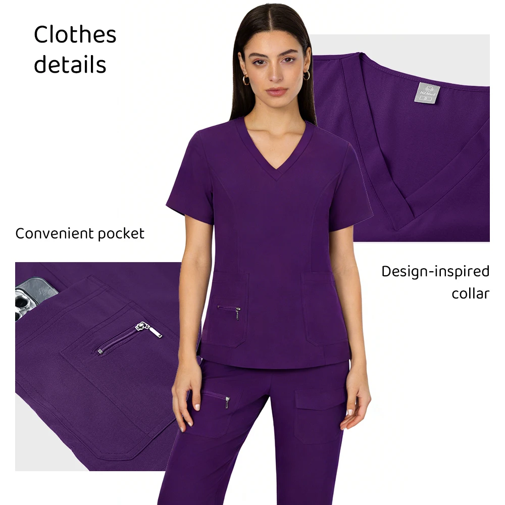 Medizinische Arbeitskleidung für Damen und Herren, Dehnbare, Atmungsaktive Krankenschwester-Uniform, Oberteil und Hose für Krankenhaus, Klinik und Tierpflege
