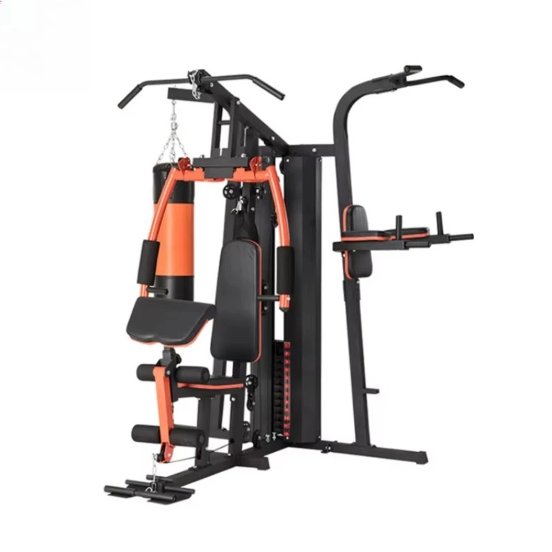 Home Gym Equipment Adjustable Multi Station Bench Safety for Bodybuilding Iron Construction Includes Dumbbells Boxing Bag