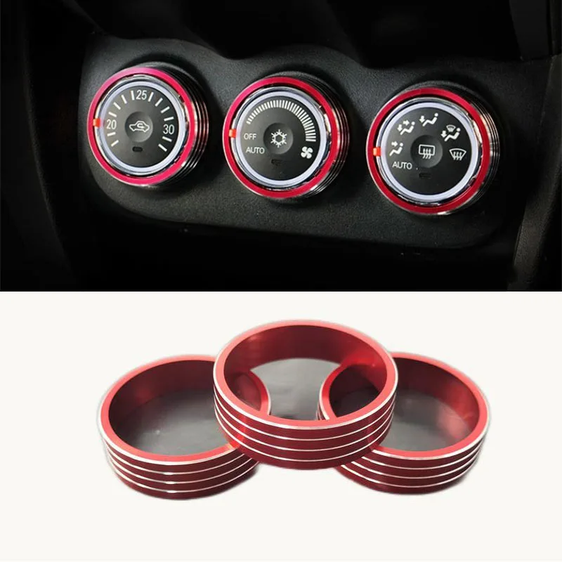 3 قطعة سبائك الألومنيوم ل 2012-2018 ميتسوبيشي ASX أوتلاندر المركزي التيار المتناوب تكييف الهواء مقبض التحكم في الحرارة التبديل غطاء أزرار #1