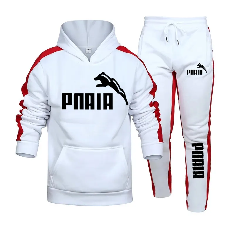 New PNAIA Men\'s and Women\'s Fashion Sports Stripe Hoodie Casual 2-piece Set