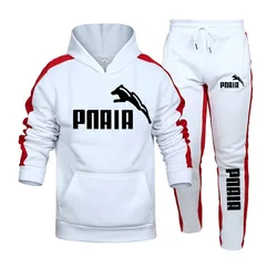 PNAIA-Sweat à capuche décontracté à rayures pour hommes et femmes, sweat à capuche de sport à la mode, nouveau, ensemble de 2 pièces