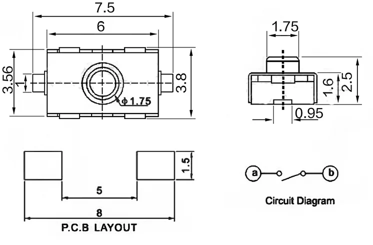 1000PCS 3x6x2,5mm SMD Mikroschalter Normalerweise Geschlossen Taktile Druckschalter 3x6mm Touch Schalter für PCB Silikon Tastatur – Detail 4