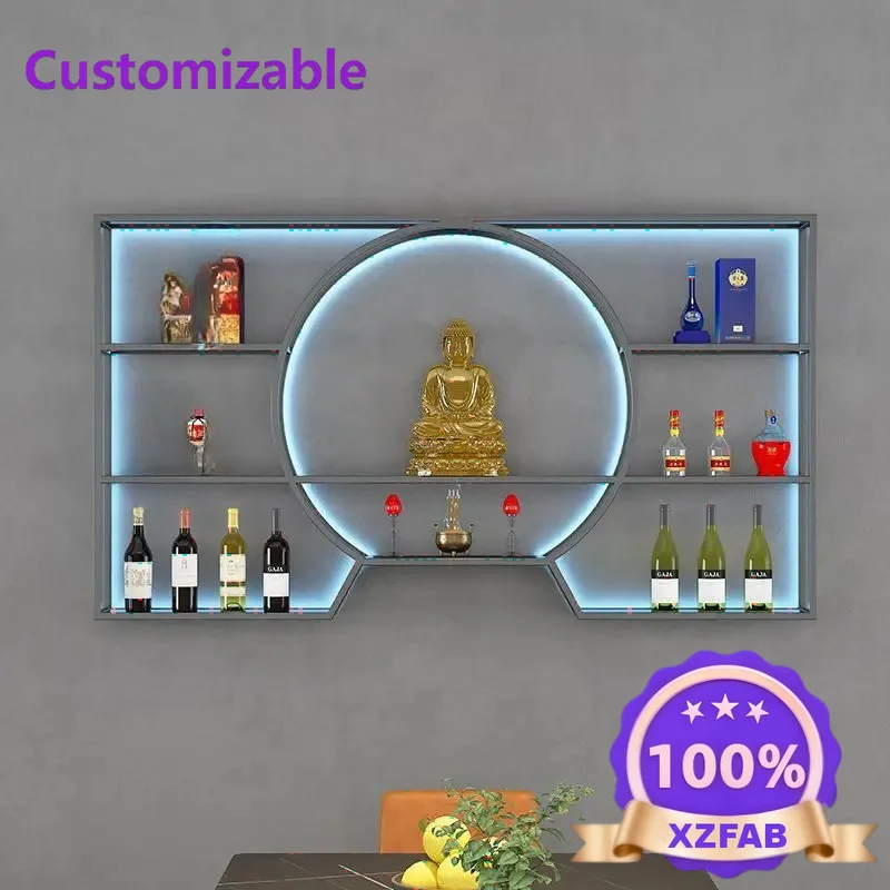 Factory Direct 2026 Commercial store wall-mounted wine rack New Chinese-style winecabinet against the wall White wine rack