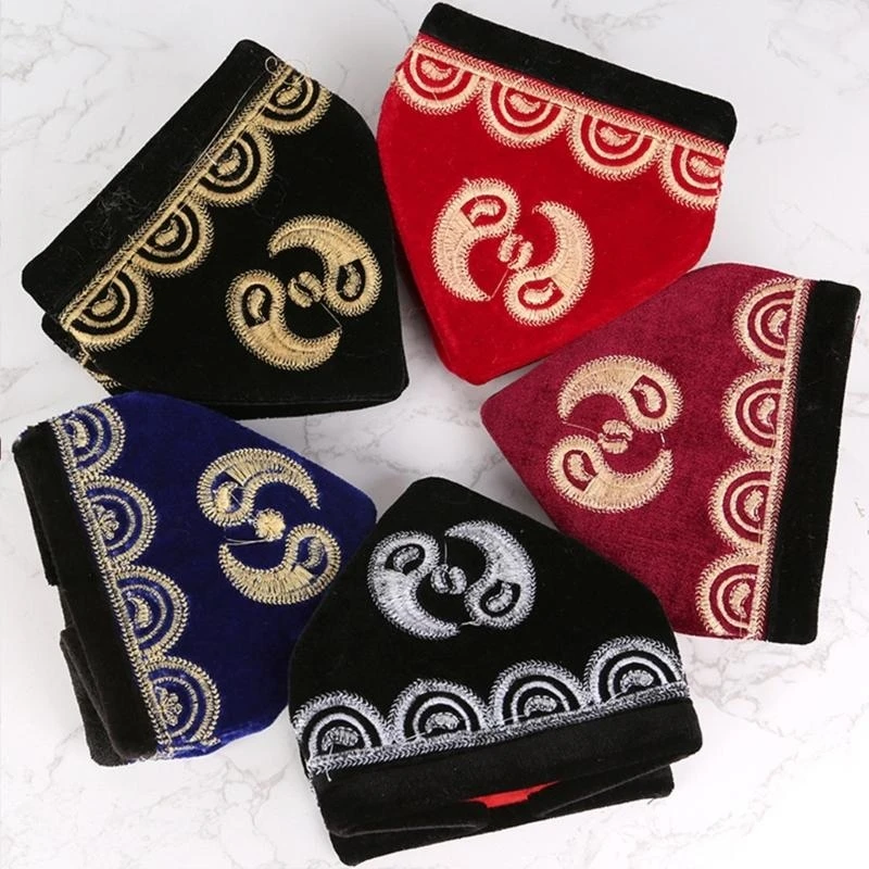 

39BB Stylish Velvets Hat with Intricate Ethnic Embroidery Ethnic Chinese Mongolian Hat for Casual Wear and Cultural Activity